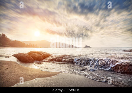 Om beach at sunrise sky in Gokarna, Karnataka, India Stock Photo