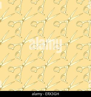 Sketch scissors in vintage style, vector seamless pattern Stock Vector