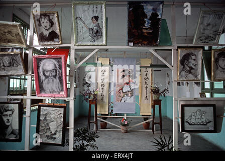 Prisoners art work in Chinese Youth Detention Center, Chengdu, China, 1980s Stock Photo