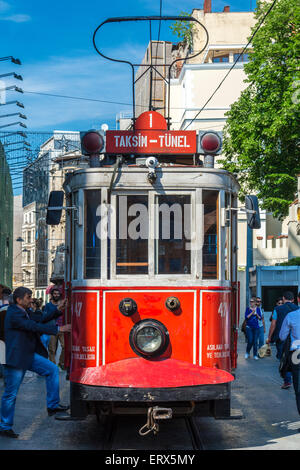 Taksim-Tunel Nostalgia Tramway, Beyoglu, Istanbul, Turkey Stock Photo