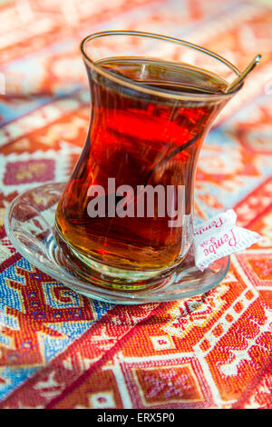 Istanbul Turkey - Turkish tea ( cay ) and cakes at a street cafe in ...