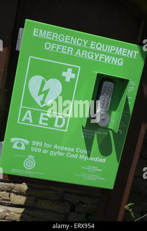 Automated external defibrillator  - AED - emergency equipment in rural Wales UK Stock Photo