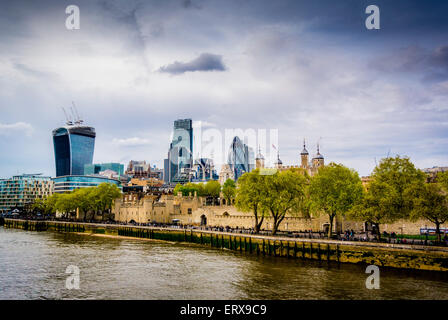 The Tower of London with the Gherkin and The Walkie Talkie in the background.