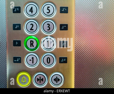 Buttons in an elevator: what floor are you? Stock Photo