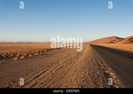 Panorama trought red dunes from Sesriem to Sossusvlei, Namibia Stock Photo