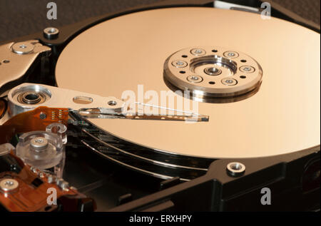 The internal workings of a computer hard drive