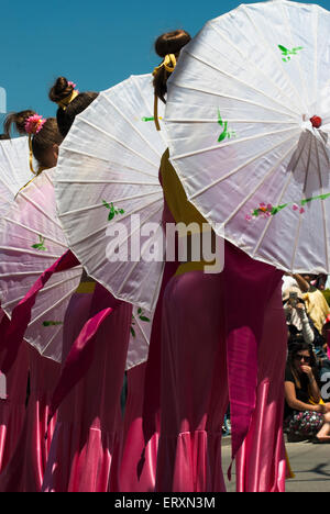 The street parade in Kazanlak during “2015 Rose Festival”. 7th June 2015. Kazanlak, Bulgaria. Stock Photo