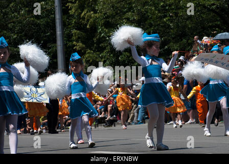 The street parade in Kazanlak during “2015 Rose Festival”. 7th June 2015. Kazanlak, Bulgaria. Stock Photo