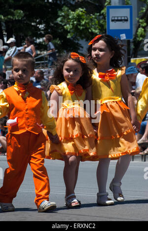 The street parade in Kazanlak during “2015 Rose Festival”. 7th June 2015. Kazanlak, Bulgaria. Stock Photo