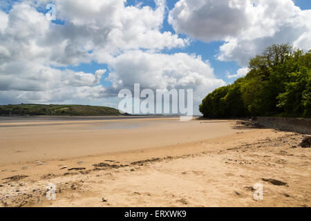 Llansteffan a village located on the  River Tywi estuary Carmarthenshire Wales UK Stock Photo