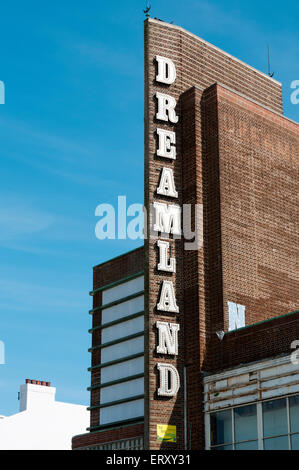 Name on the old Dreamland amusement park in Margate, Kent. Stock Photo