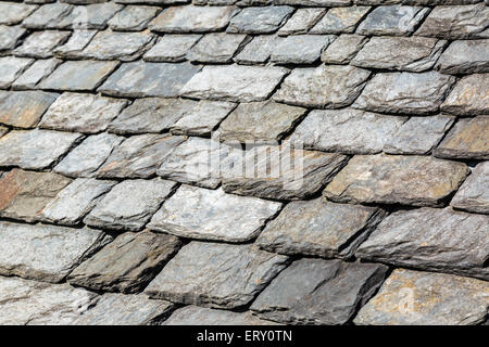 Close-up image of a traditional slated roof in Brittany,France. Stock Photo