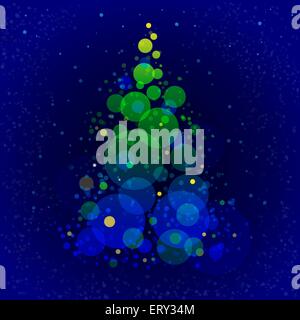 Abstract shining christmas tree on dark blue background Stock Vector