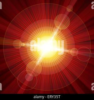 Red color burst of light with lens flare. RGB EPS 10 vector Stock Vector