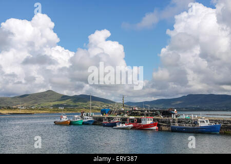 Fishing boats in the harbor of Valentia Island on the Ring of Kerry, County Kerry, Ireland Stock Photo