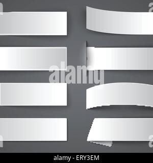 Set of blank paper banners with shadows on gray background. RGB EPS 10 vector illustration Stock Vector