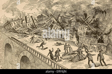 At the Stone Bridge - Johnstown Flood, 1889 Stock Photo