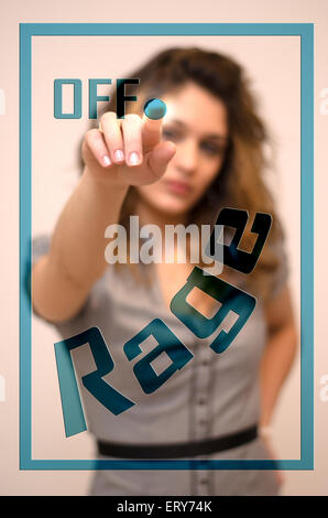 Turning off Rage with finger on electrical switch Stock Photo - Alamy