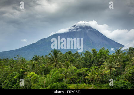 Mountain Merapi volcano, Java, Indonesia Stock Photo