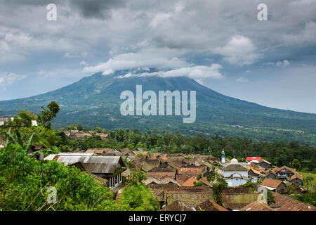 Small indonesian village near Merapi vulcano. Merapi is the most active vulcano in Indonesia. Stock Photo