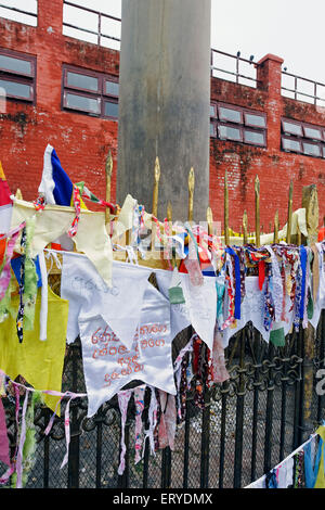 Buddhist prayer flags , Gautam Buddha birthplace , UNESCO World Heritage site , Lumbini ; Nepal , Asia Stock Photo