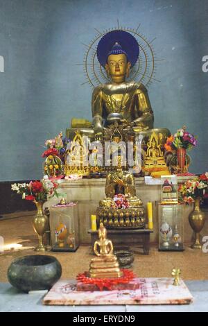 Statues ; Lumbini Dharmodaya Buddha Vihar ; UNESCO World Heritage site ; Gautam Buddha's birthplace at Lumbini ; Nepal Stock Photo