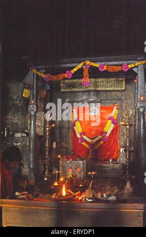 Girijatmaj Ashtavinayak Temple idol, Ganesha Temple, Ganesa Lena, Ganesh Pahar Caves, Lenyadri, Golegaon, Junnar, Pune, Maharashtra, India, Asia Stock Photo