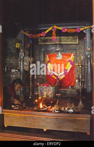 Girijatmaj Ashtavinayak Temple idol, Ganesha Temple, Ganesa Lena, Ganesh Pahar Caves, Lenyadri, Golegaon, Junnar, Pune, Maharashtra, India, Asia Stock Photo