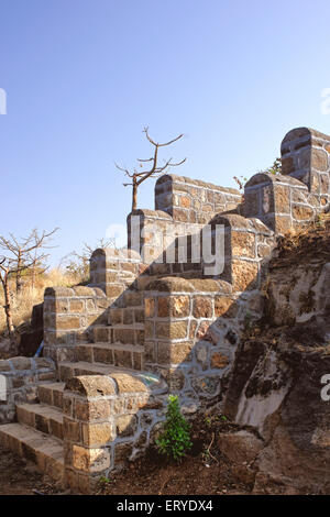 Stone steps staircase , Shivneri fort ; taluka Junnar ; district Pune ; Maharashtra ; India , asia Stock Photo