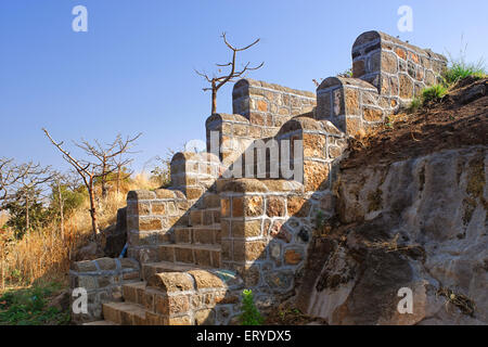 Stone steps staircase , Shivneri fort ; taluka Junnar ; district Pune ; Maharashtra ; India , asia Stock Photo