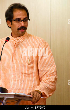 Uddhav Bal Thackeray , Indian Politician , Chief Minister of Maharashtra , President of Shiv Sena political party , Bombay , Mumbai , India , Asia Stock Photo