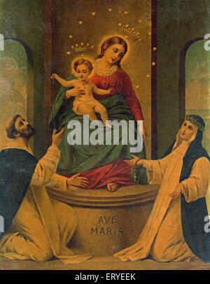 old vintage photo of  Mother Mary with Jesus Christ ; Ave Maria , Stock Photo