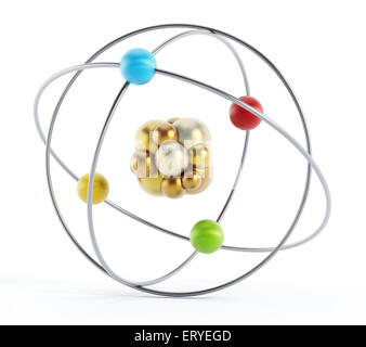 Model of a generic atom isolated on white background Stock Photo