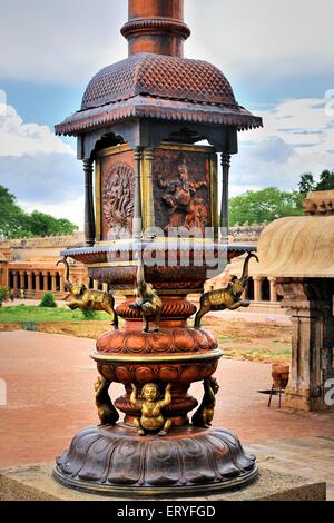 Pillar at Brihadeshwara temple ; Tanjore Thanjavur ; Tamil Nadu ; India Stock Photo