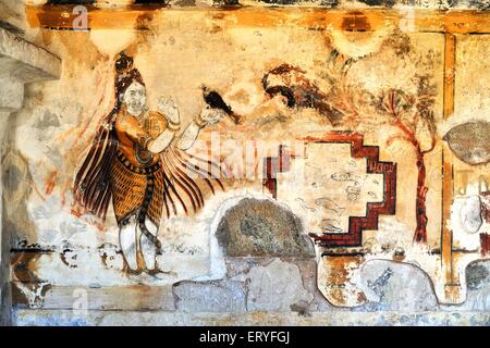 Wall painting in corridor in Brihadeshwara temple ; Tanjore Thanjavur ; Tamil Nadu ; India Stock Photo