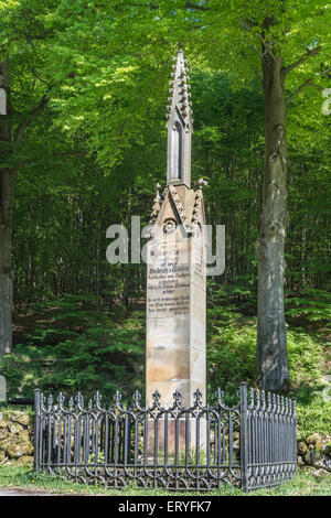Luther monument, obelisk, place of the fake arrest of Luther in 1521, built in 1857, sandstone, near Bad Liebstein, Thuringia Stock Photo
