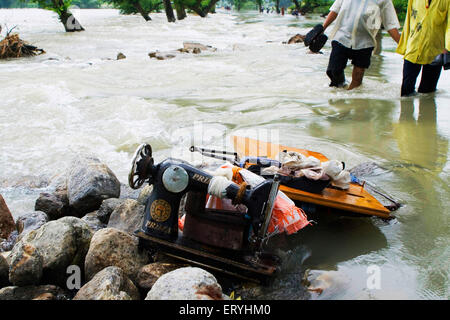 Kosi river flood in year 2008 which mostly made suffered below poverty line people in Purniya district ; Bihar ; India Stock Photo