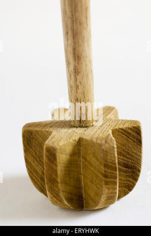 Wooden churner , kitchen utensil on white background Stock Photo