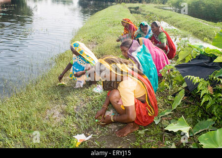 Kosi river flood in year 2008 which mostly made suffered below poverty line people in Purniya district ; Bihar ; India Stock Photo