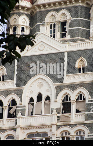 Window broken by terrorists attack on old Taj hotel in year 2008 ; Bombay Mumbai ; Maharashtra ; India Stock Photo