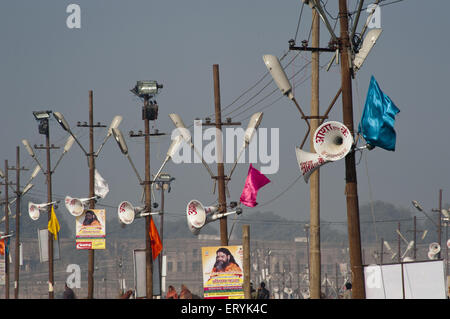 loudspeakers in kumbha mela at uttar pradesh India Stock Photo