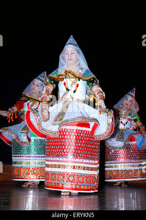 Manipuri dance , Jagoi folk dances , Indian classical dance , raslila , Manipur ; India , Asia Stock Photo