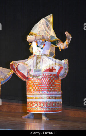 Manipuri dance , Jagoi folk dances , Indian classical dance , raslila , Manipur ; India , Asia Stock Photo