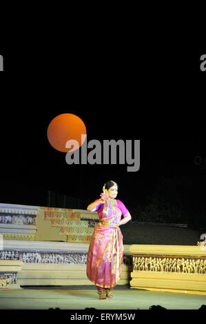 Padmashri Geeta Chandran dancing at Khajuraho temple Madhya Pradesh India Asia