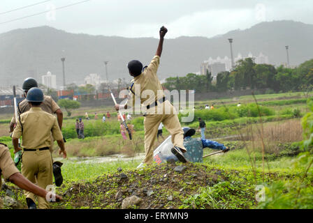 Sikhs protesting for dera saccha sauda at ; Mulund ; Bombay ; Mumbai ; Maharashtra ; India Stock Photo