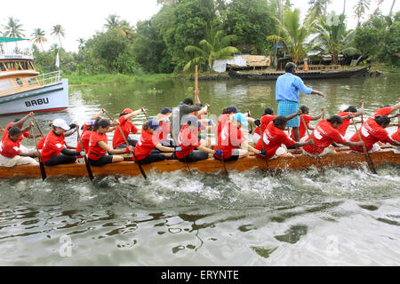 Snake boat race on punnamada lake ; Alleppey ; Alappuzha ; Kerala ; India Stock Photo