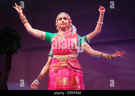 Bollywood Indian actress Hema Malini and daughter Ahana Deol performed together in piece titled Parampara Stock Photo