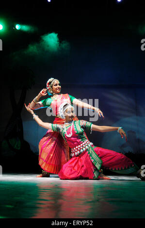 Bollywood Indian actress Hema Malini and daughter Ahana Deol performed together in piece titled Parampara Stock Photo