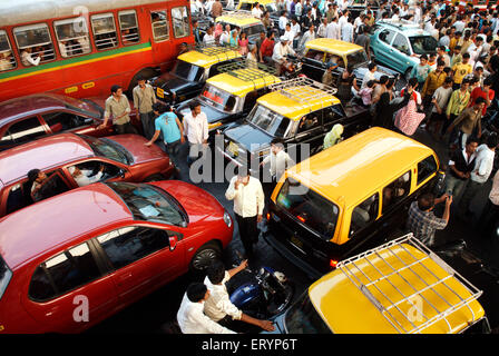 BEST bus taxis cars private taxi stuck in traffic jam in Bombay Mumbai ; Maharashtra ; India Stock Photo