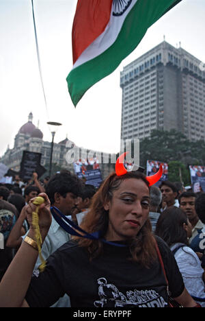 26/11 Mumbai terror attack 2008 , people protesting in new ways , Taj Mahal Hotel , Colaba , Bombay , Mumbai , Maharashtra , India , Asia Stock Photo